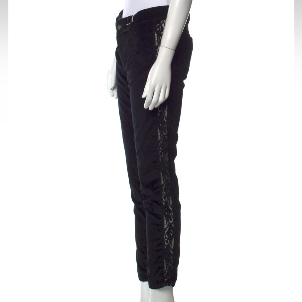 Just Cavalli Bkack Velvet Skinny Leg Jeans with lace side stripes 30”